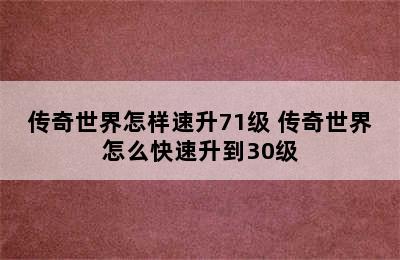 传奇世界怎样速升71级 传奇世界怎么快速升到30级